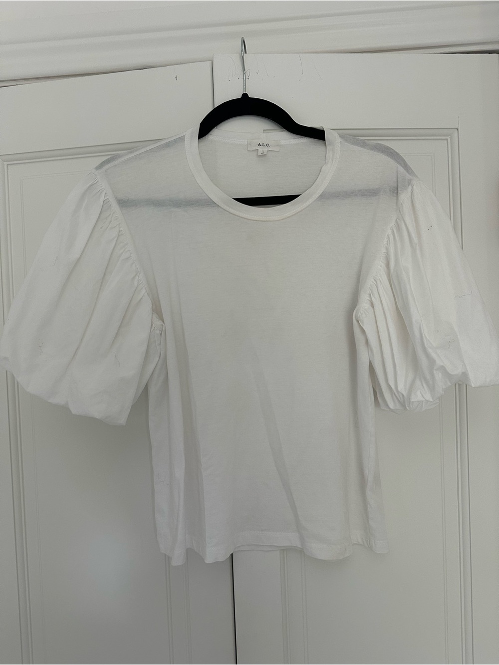 A.L.C. White Puff Sleeve Crewneck Tee